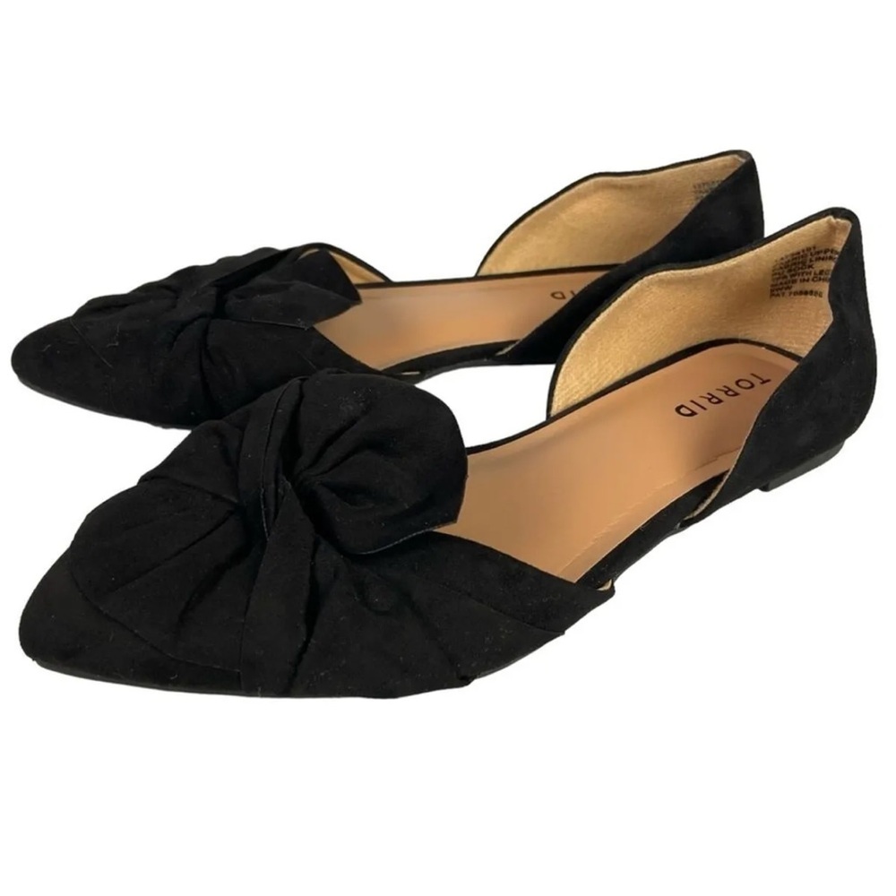 Torrid Women's Size 9 Extra Wide Twist Bow D'Orsay Flat Black Slip On Shoes